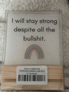 Inspirational Rainbow Desk Sign — White with Pastel Accent